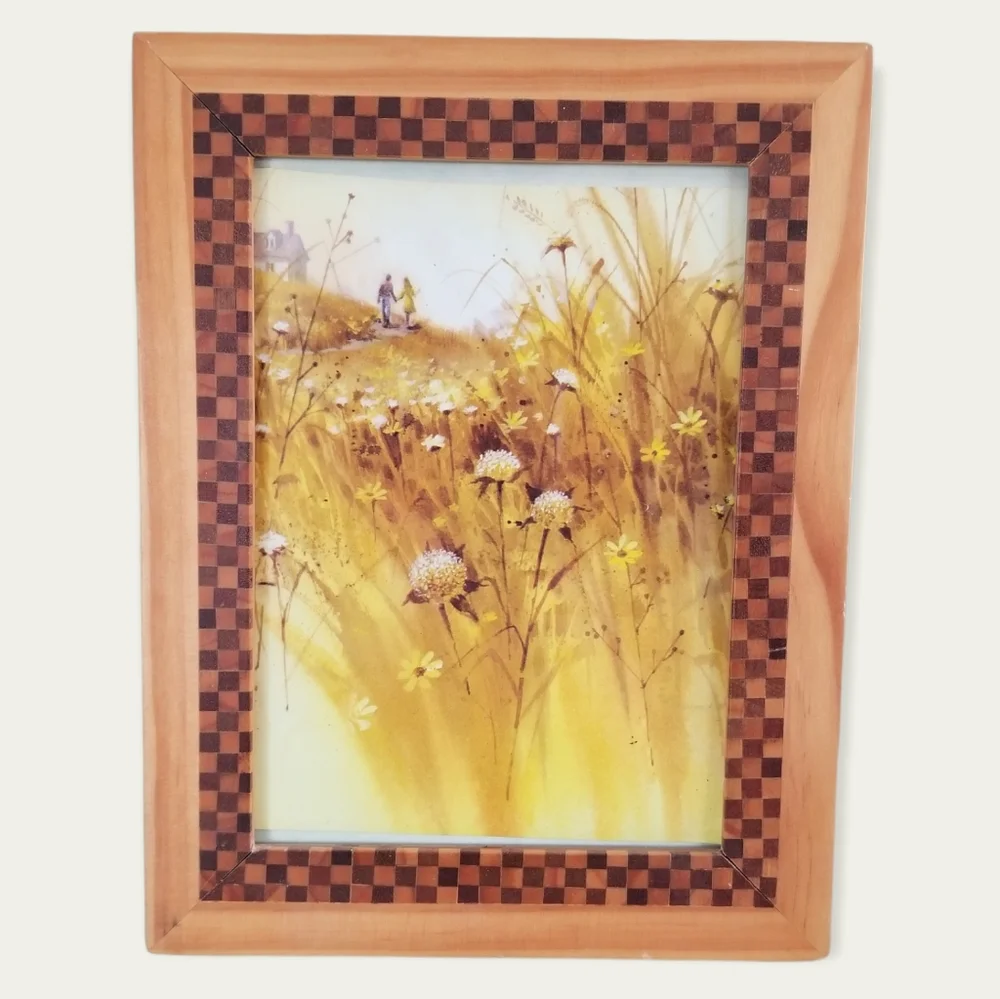 Vintage Greeting Card Wood Mosaic 6.5
